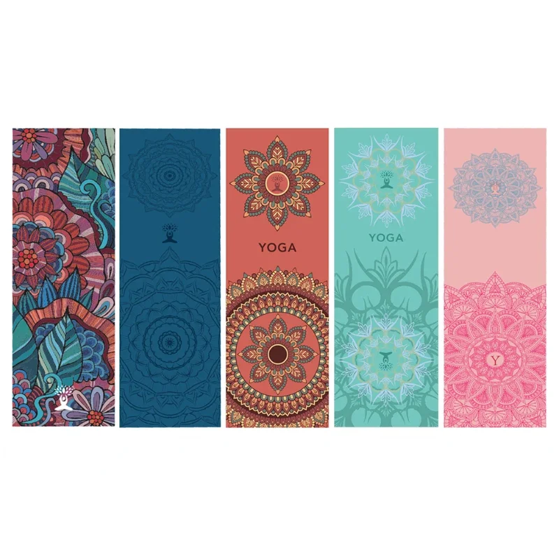 63*185cm Non-slip Yoga Mat Blanket Towel Gym Fitness Pilates Exercise Sports Travel Pattern Home Yoga Mat Cover Quick-drying