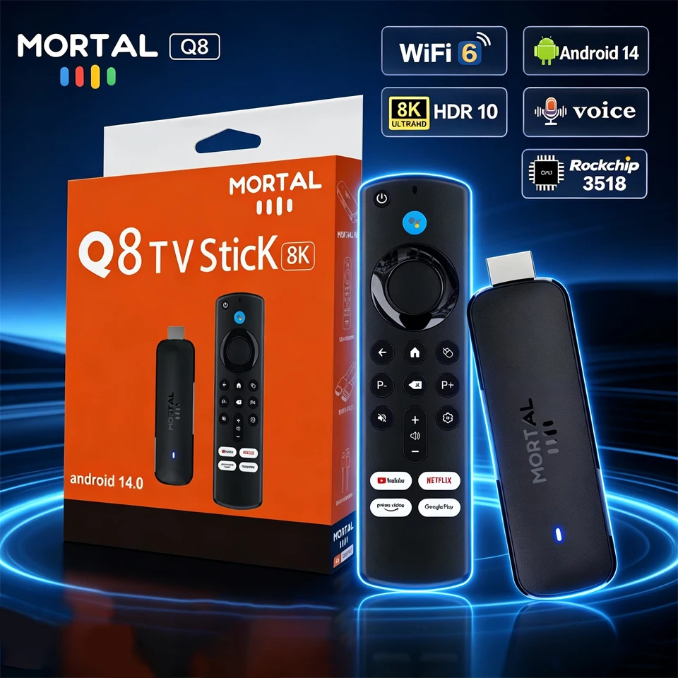 Mortal Mortal Q8 8K Video Android 14 TV Stick with WIFI6 Voice Control Netflix YouTube Free Live TV Streaming Support OTT Box RK3518 - Aliexpress Deal