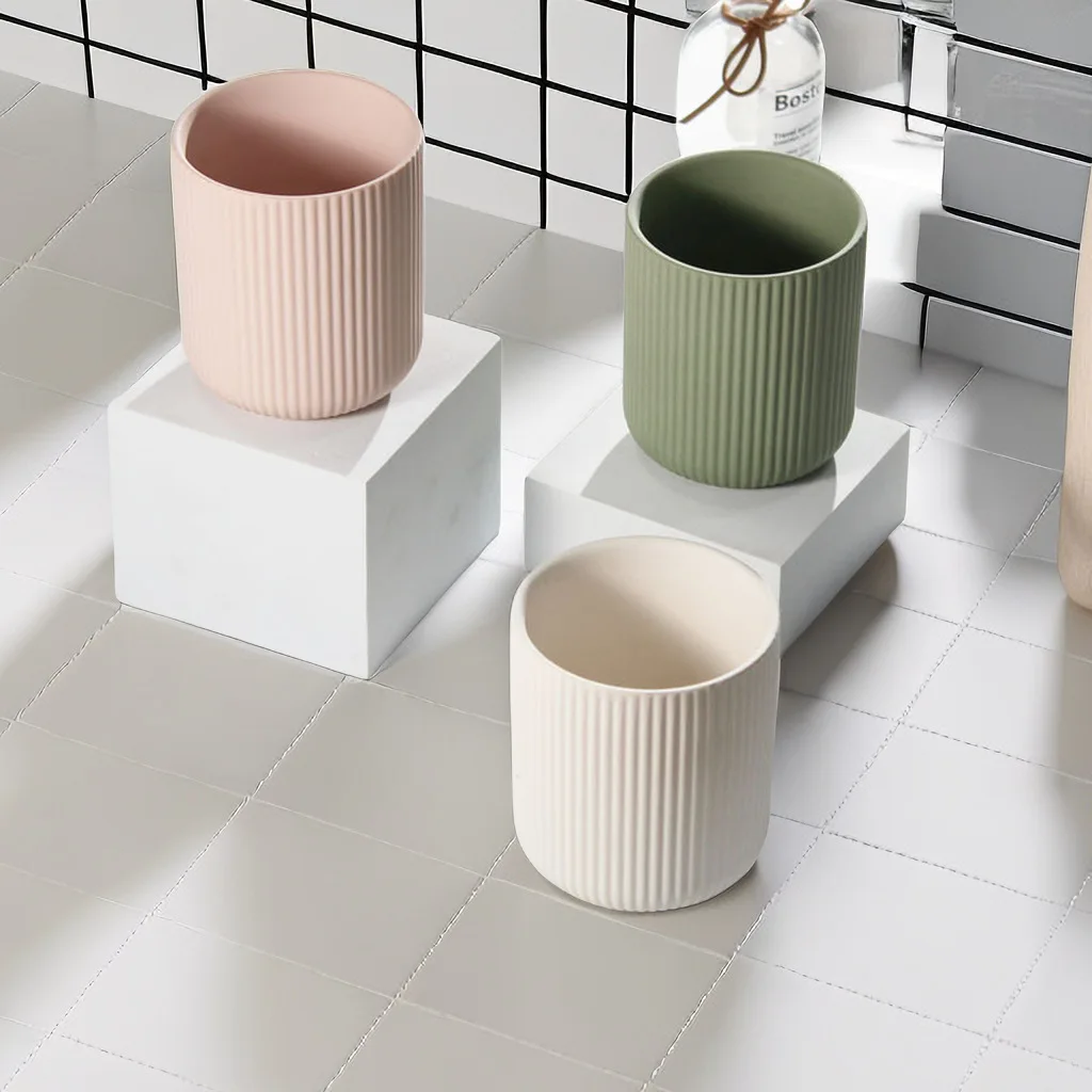 

DIY Creative Candlestick Stripe Ceramic Art Aromatherapy Empty Candle Cup Bedroom Decoration