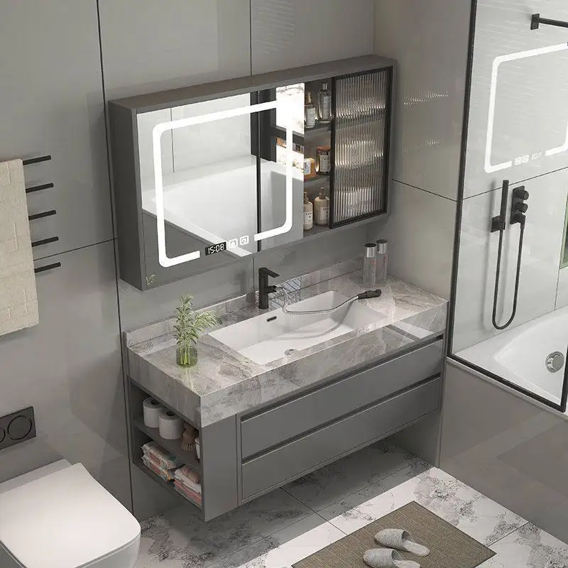 Partitions Organizer Bathroom Cabinet Decorations Wooden Modern Luxury Cupboard Storage Mirror Skincare Gabinete Hotel Furniture