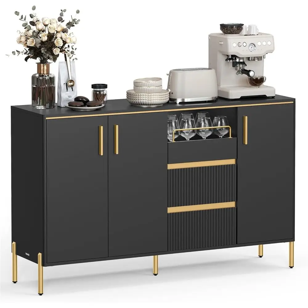 

Cabinet with Storage, Sideboard, Kitchen Cabinet with Drawers, Adjustable Shelf, Fluted Drawer Front, for Living Room, Modern, I