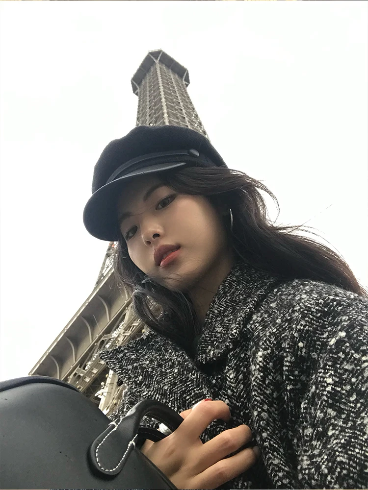 

Женское шерстяное твидовое пальто Aisui: осенне-зимняя верхняя одежда для повседневной носки, с длинными рукавами, стандартной длины, однотонное