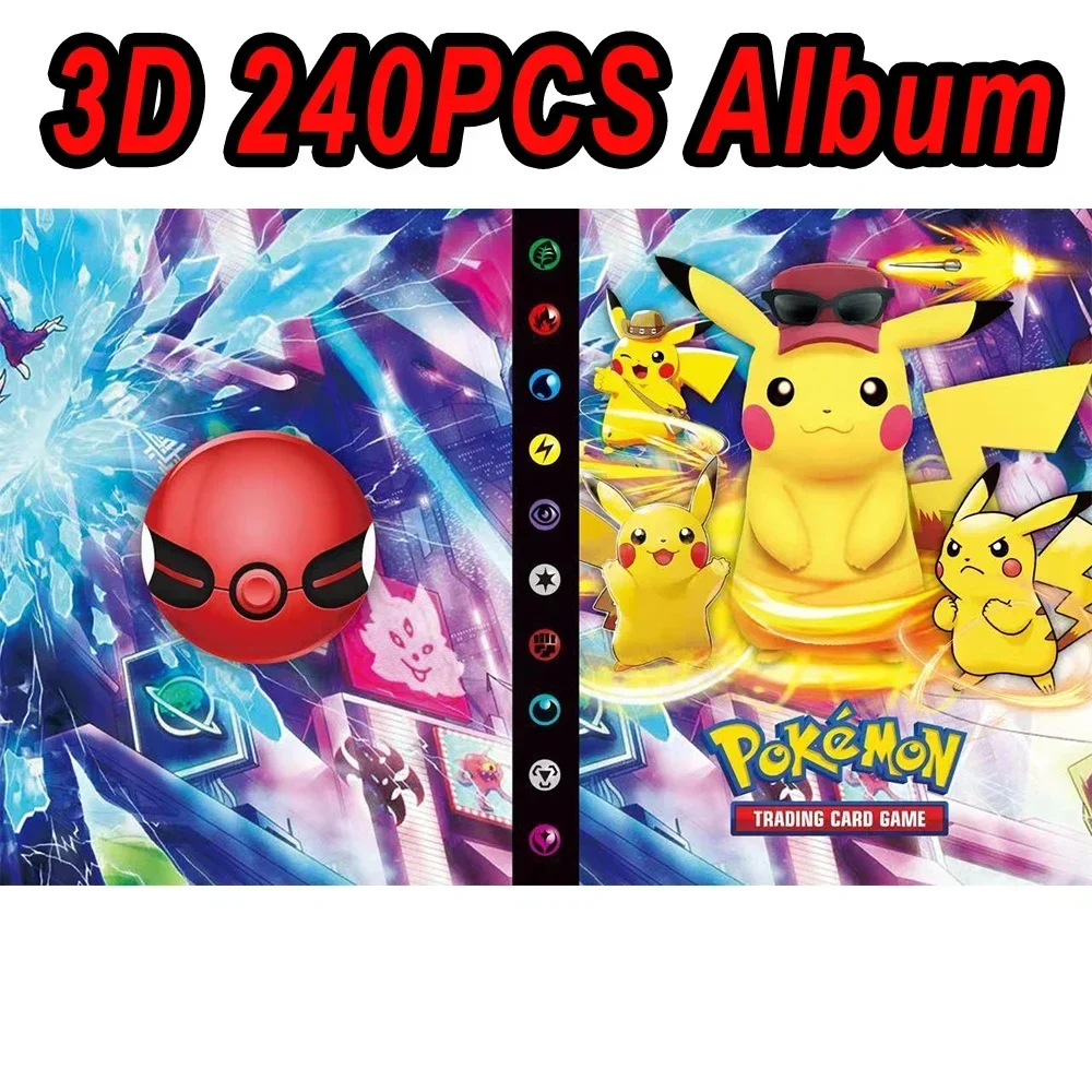 240PCS Pokemon Gengar Charmander Cartoon Album Card Book Map Letters Holder Binder Cartoon VMAX GX EX Game Collection Folder