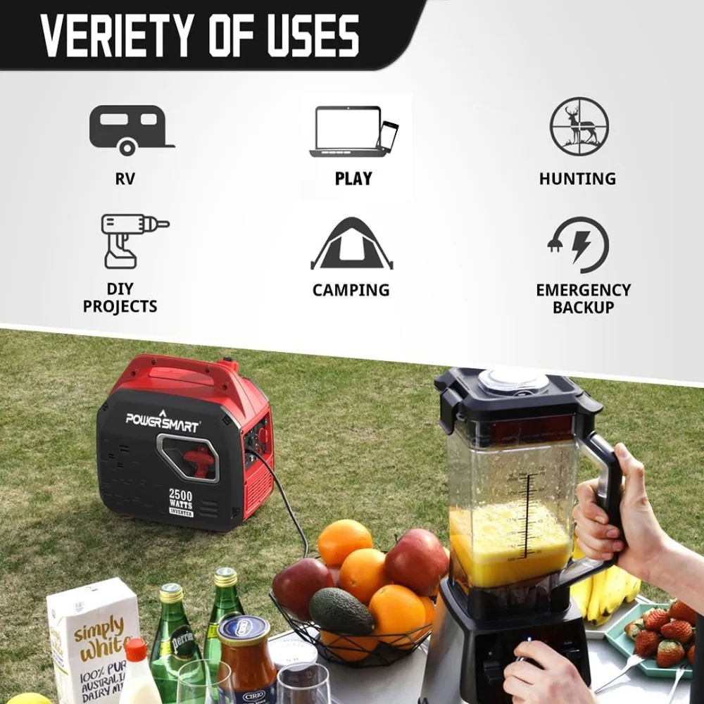 Imagem -05 - Gerador Portátil Alimentado do Inversor Super Silencioso para Acampar Tailgating Uso Doméstico de Emergência Compatível com Carb Ps5020w