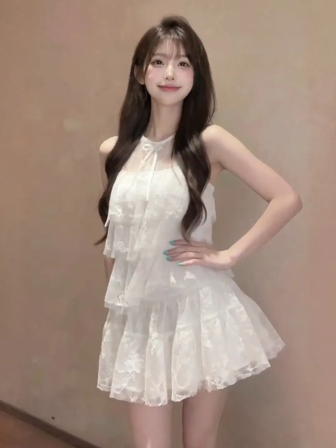 

Summer Gentle Style Short Puffy Skirt Two-Piece Set Sleeveless Top Cotton Blend Comfortable Fit Casual Wear for Women
