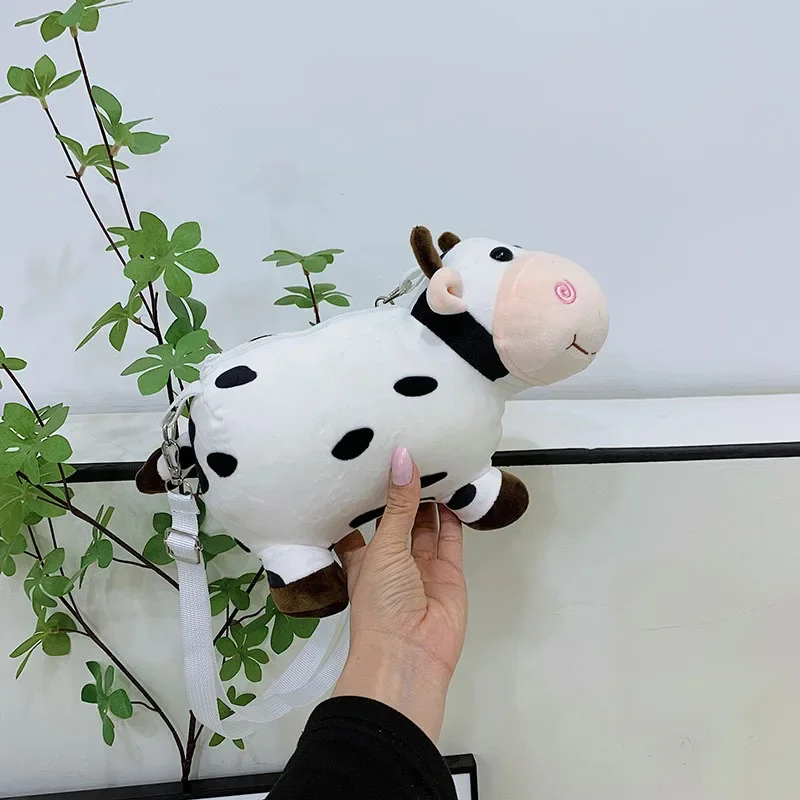 Kawaii Cow Plush Bag Backpack Toy Lovely Zero Wallet Crossbody Bag For Boys Girls Gifts