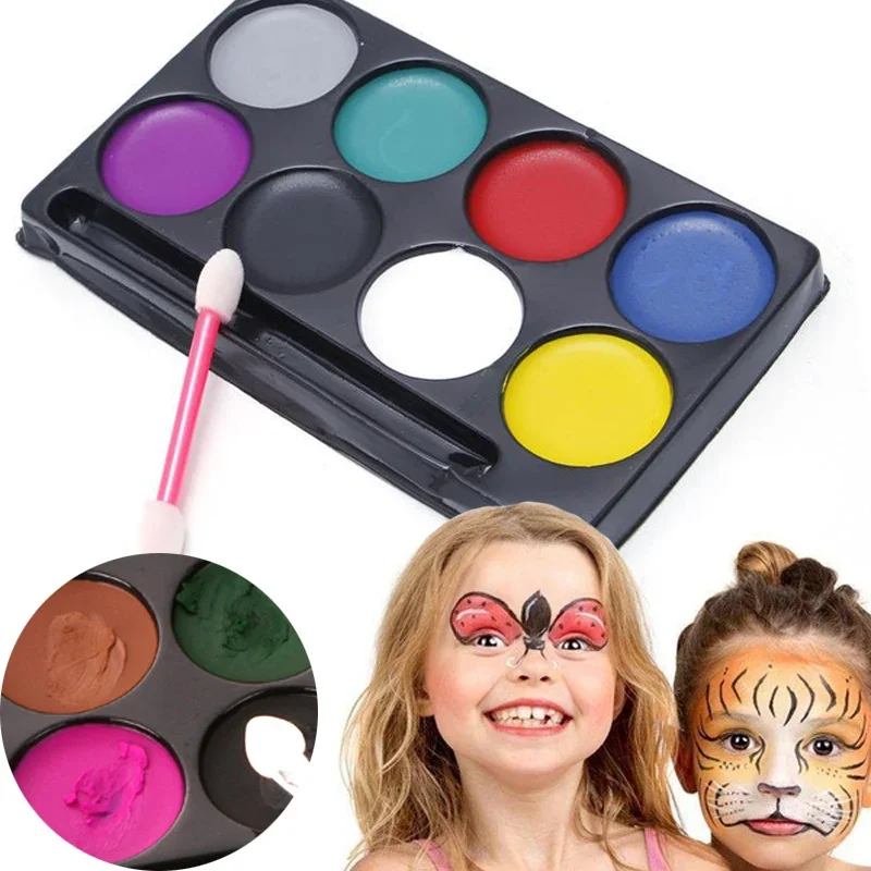 Peinture à l'huile de visage sans coupe, art corporel, maquillage de tatouage, drame cosmétique, visage de clown, fête d'Halloween, 12 couleurs