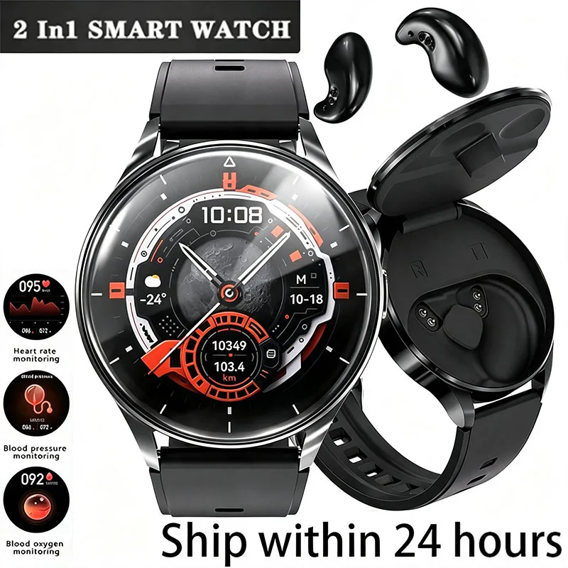 X10 2 in 1 Smart Watch With Earbuds Smartwatch TWS Bluetooth Earphone Heart Rate Blood Pressure Monitor Sport Watch Fitness Watc