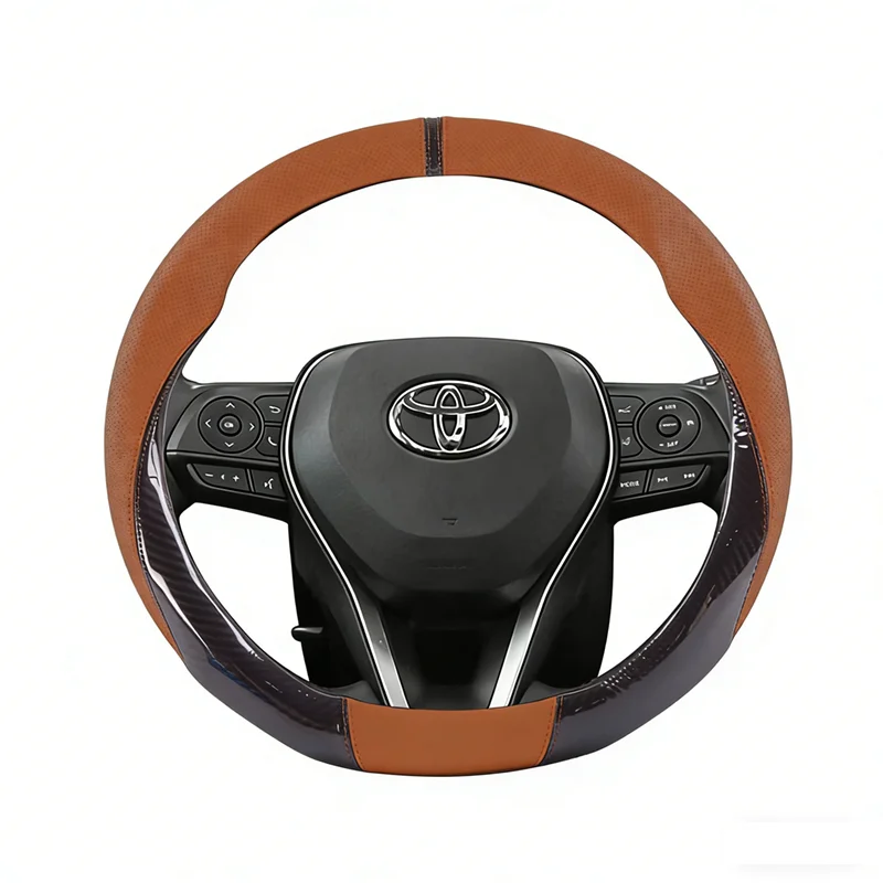 

Carbon Fiber Leather Car Steering Wheel Cover For Toyota RAV4 2.0L 2.4L 2009 2010 2011 2012 CVT 2013 2015 2016 2018-2025 E-CVT