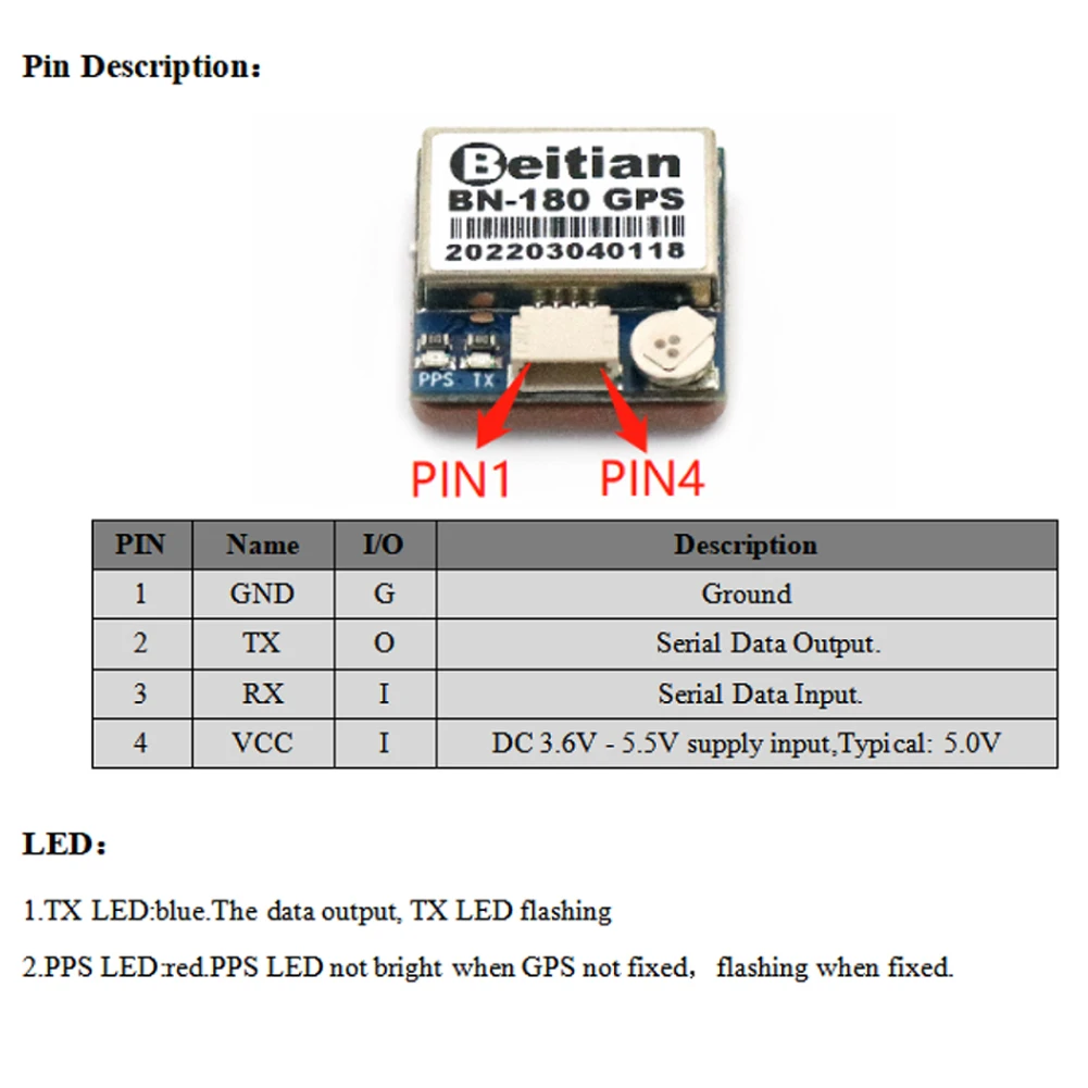 Beitian BN-180 GPS Module UART TTL Dual Glonass GPS Car Navigation with GPS Antenna for Arduino Raspberry Pi Flight Controller