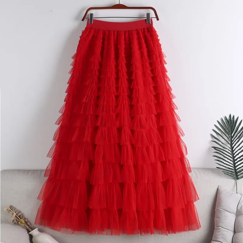 

New arrived 2024 spring summer skirt A-line long skirt fluffy gauze skirt