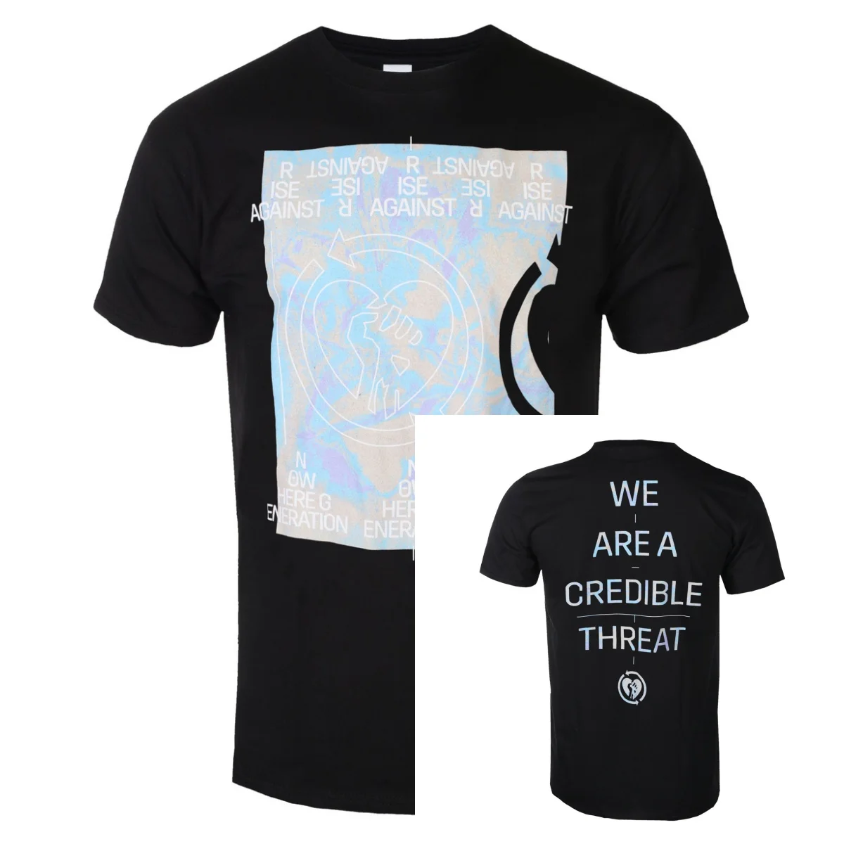 

Мужская футболка Rise Against - Iridescent Credible Threat - черная - Rock OFF 2026, летняя, из чистого хлопка, высококачественная, класса люкс, унисекс