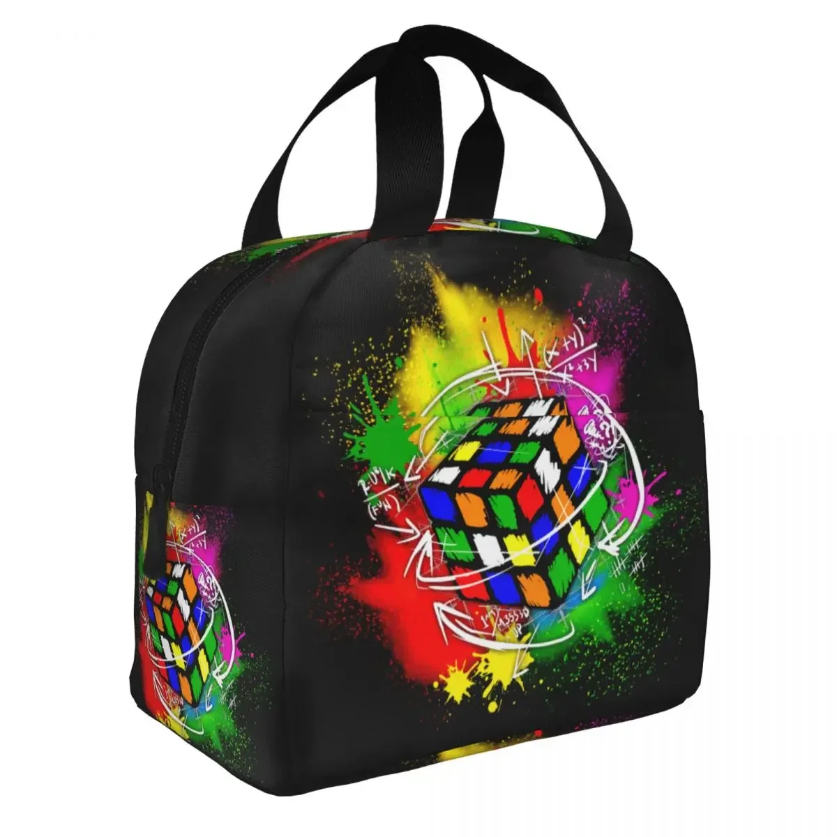 Custom Vintage Rubix Rubiks Cube Math Lover Lunch Bags for Men Women Cooler Thermal Insulated Lunch Boxes for Children School