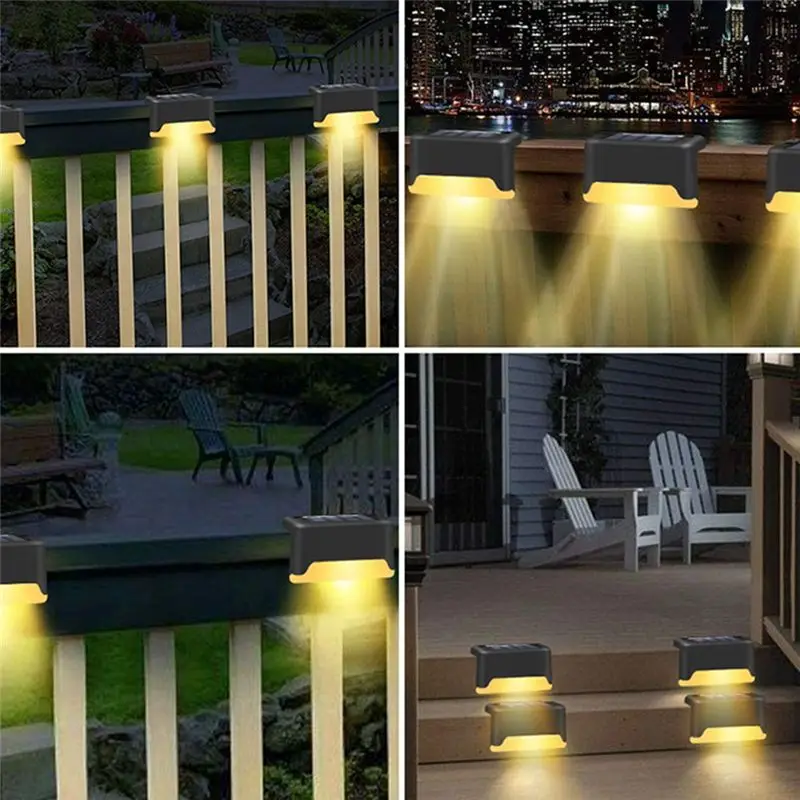 

Carefree- 4PCS Outdoor Stair Solar Light Waterproof Garden Step Lamp Fence Pathway Yard Patio Garden Decor Lawn LED Warm Light