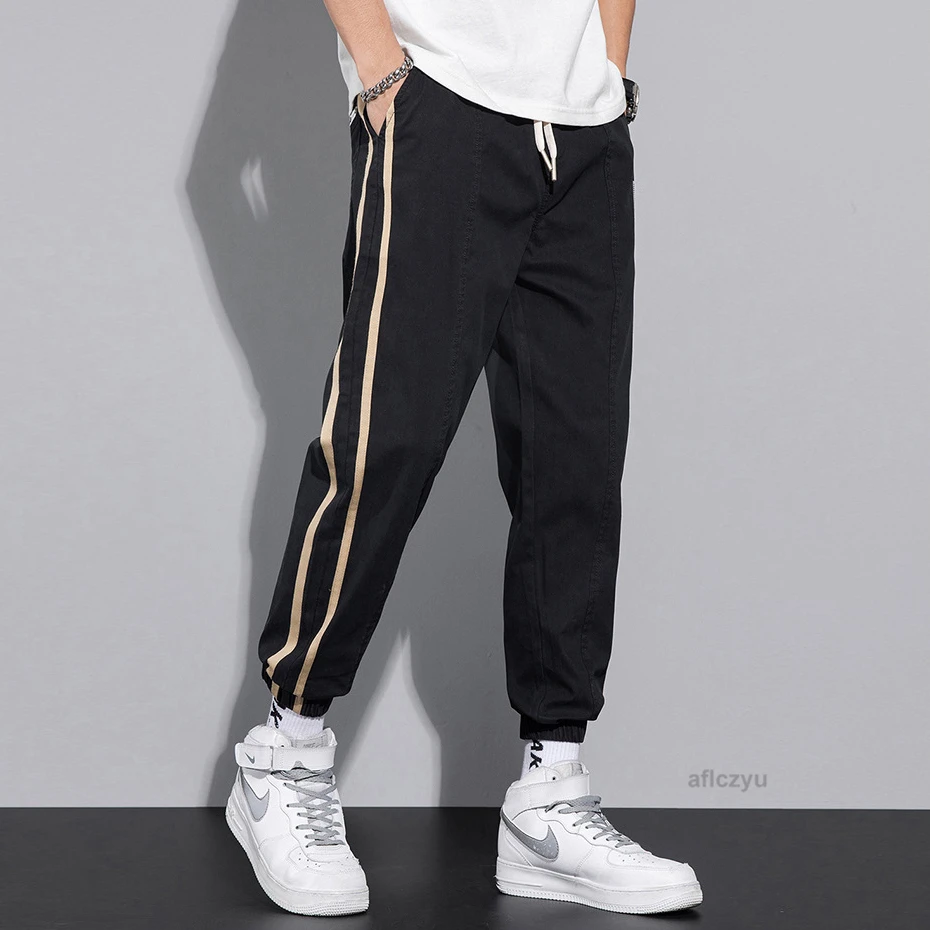Jogger Pants Men Sweatpants Summer Cool Pants Thin Fashion Casual Ankle-length Pants Elastic Waist
