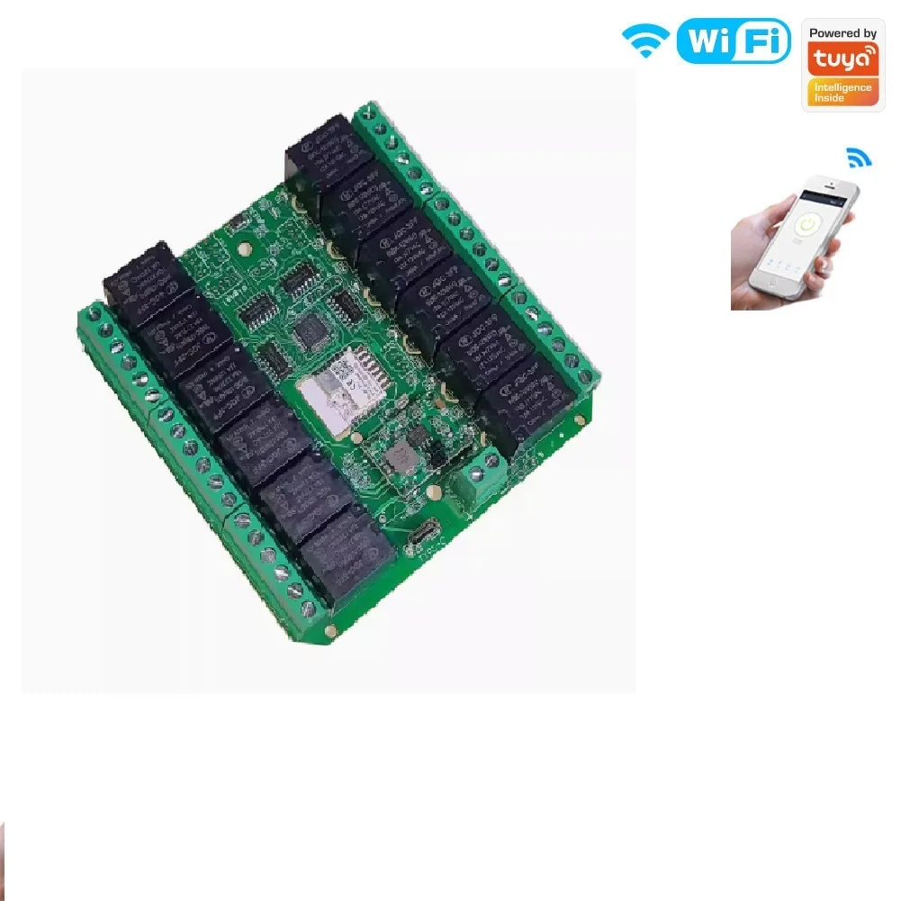 

Tuya wifi or zigbee 12CH Relay Switch Module DC 7-27V or AC 85-250V Wireless Smart Home Remote Control board controller