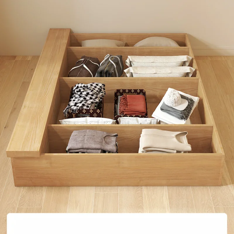 Cross bed rollover high box storage no bedside modern simple floor bed