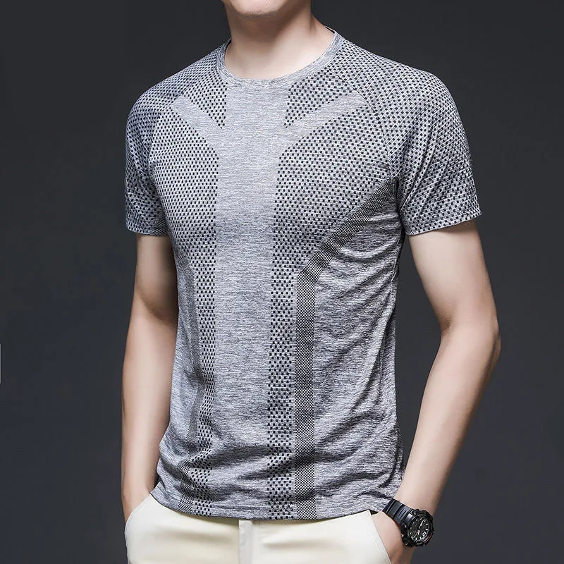 Summer Men Quick-drying T-Shirt Outdoor Fitness Sport Tee Streetwear Fashion Casual Male Jersey Short Sleeve Pullover Basic Tops