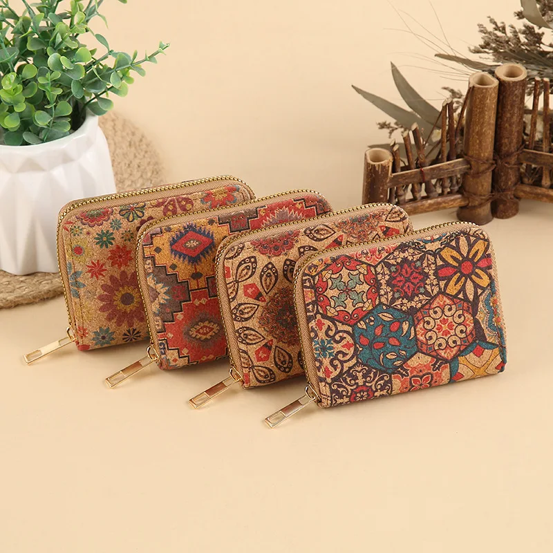 حامل بطاقات عالي السعة مقاوم للماء مطبوعة محفظة نسائية للعملات المعدنية محفظة الفلين خفيفة الوزن محفظة من البولي يوريثان للعمل والسفر والترفيه #2