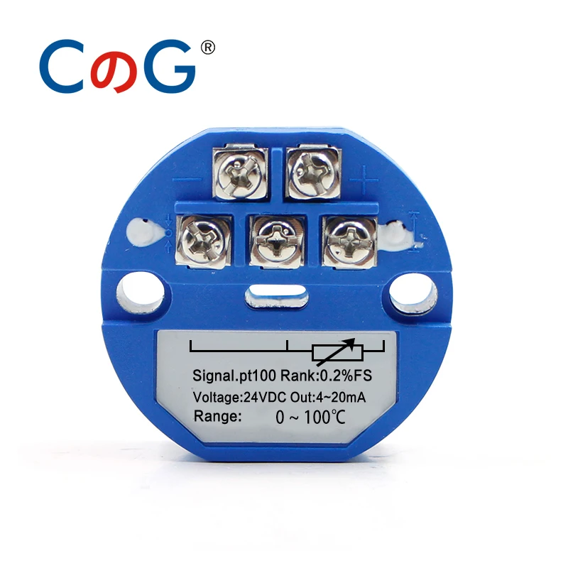 CG PT100 to 4-20mA 0-600 Celsius Thermal Resistance Converter RTD Input 4-20mA Output Head-mounted Temperature Transmitter