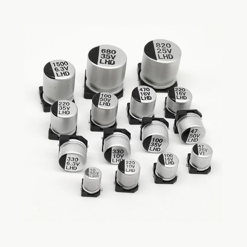 10PCS 6.3V 10V 16V 25V 35V 50V SMD Aluminum Electrolytic Capacitor 2.2UF 4.7UF 10UF 22UF 33UF 47UF 68UF 100UF 220UF 330UF 1000UF