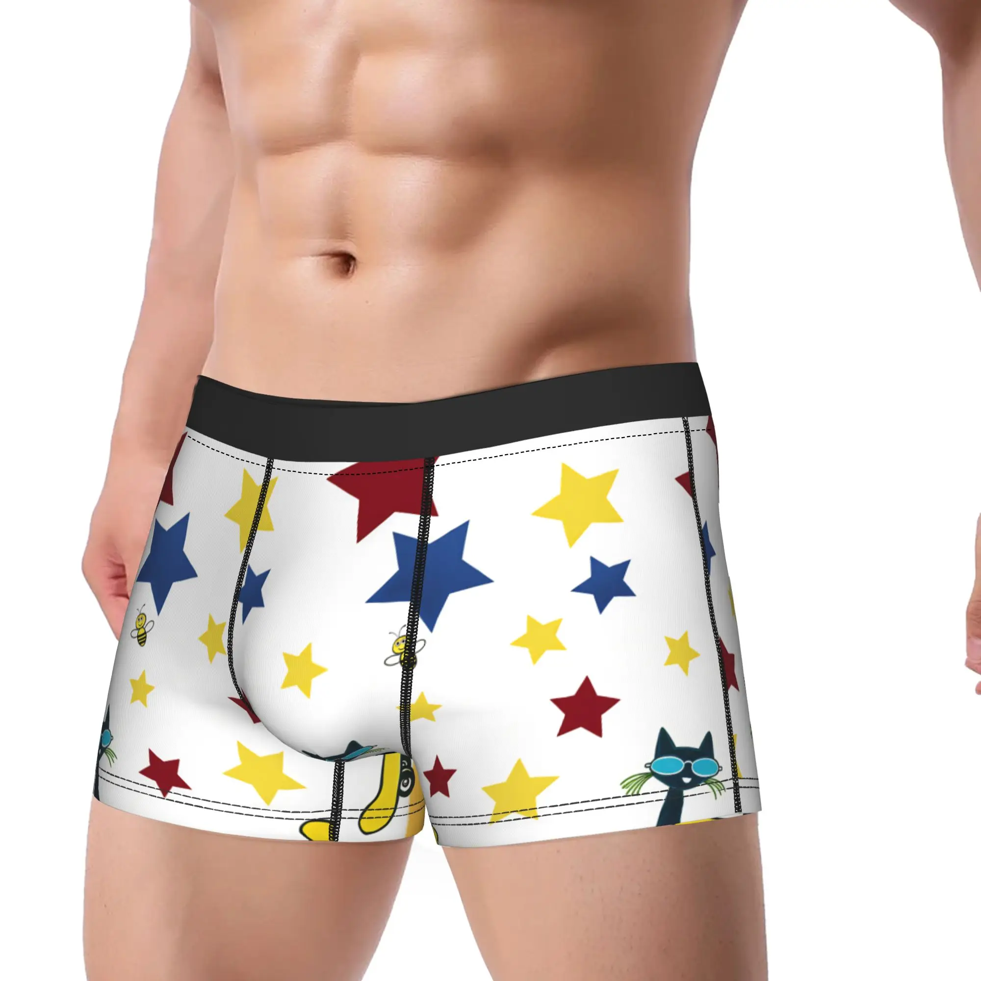 Pete the Cat Underwear  Males Shorts Briefs Breathable Boxer Shorts Quality Pattern Plus Size Panties