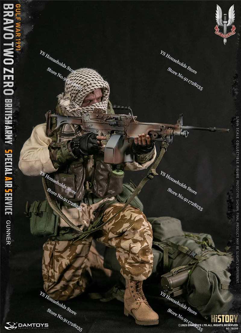 Damtoys 78099 1/6 exército britânico especial serviço de ar artilheiro figura de ação homem bravo soldado guerra do golfo 1991 história 12 "soldado