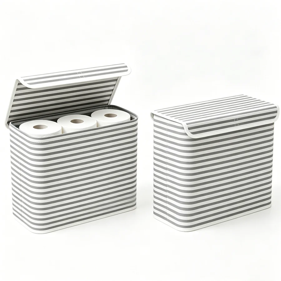 1pc Foldable Toilet Paper Storage Box, Tissue Organizer, Portable Roll Paper Storage Supplies for Bathroom, Under Sink XJM view 4