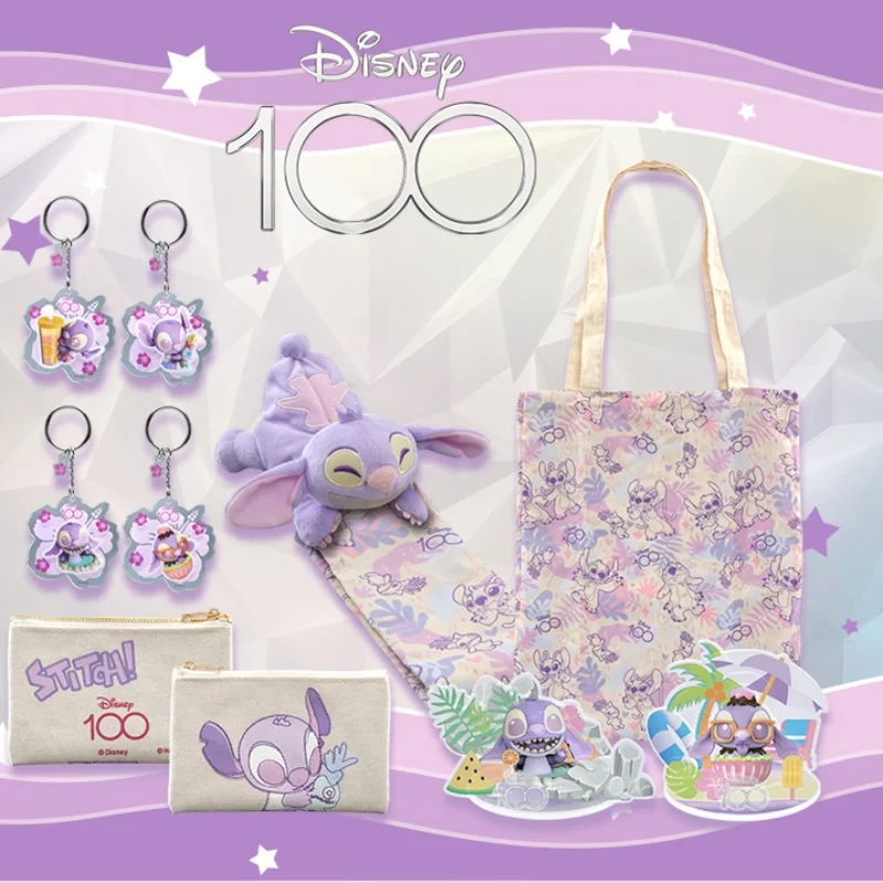 

Hot Toys Disney 100 Purple Stitch Cosbi Peripheral Keychain Standing Canvas Bag Cute Large Capacity Shoulder Bag Toy Gifts