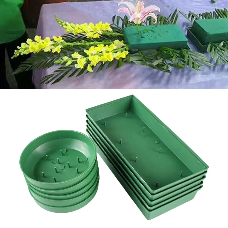 New【Flower Foam Tray Flower Arrangement Decor Vase Floral Bowl Container Flower Mud Fixing Plate For Wedding Aisle Flower】