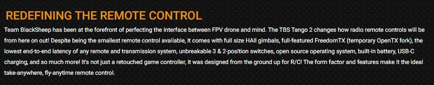 TBS TANGO 2 FPV RC RADIO  CONTROLLER Compact Robust and with TBS Crossfire Built-in view 5