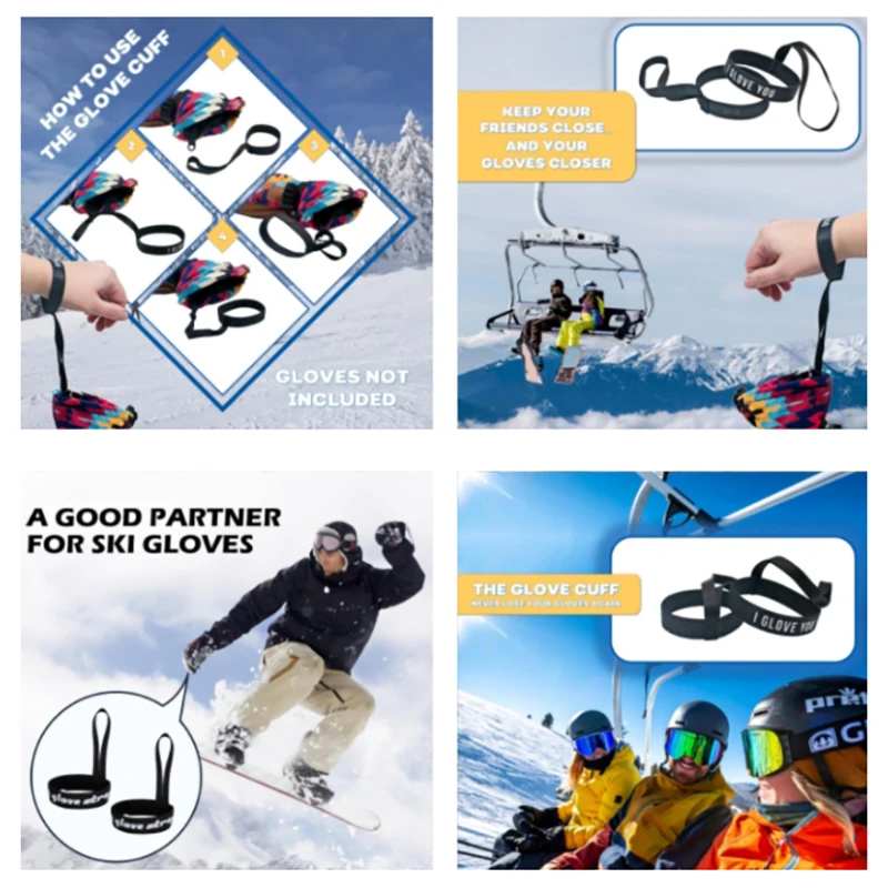 Laisse de poignet élastique pour sports de plein air, support de poignet pour ski, canadisme, 506, 4 pièces