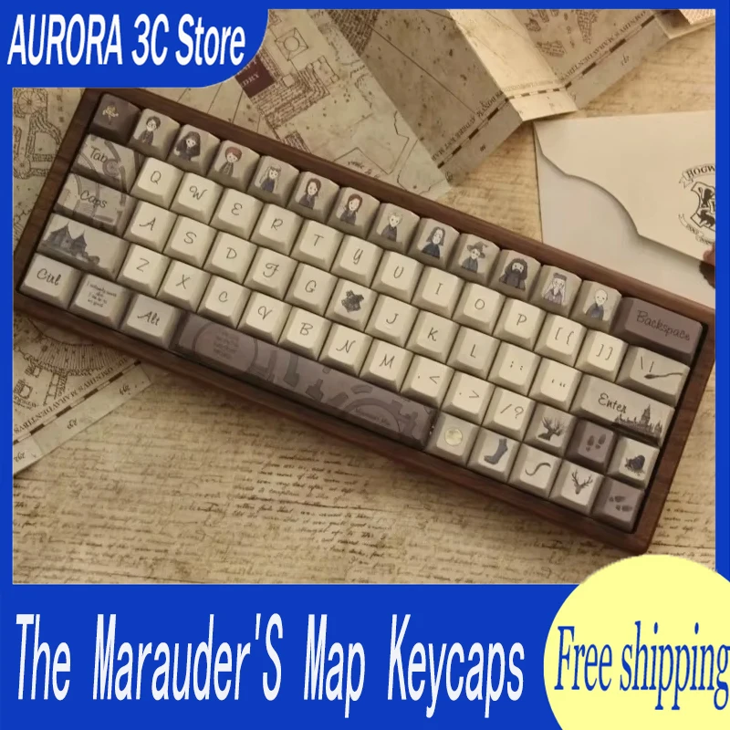 

The Marauder'S Map Keycaps Cherry Kca Profile Individuality Customization Coffee Color Pbt Keycaps For Office Desktop Keyboard