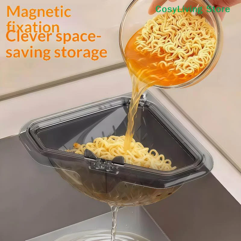 [CL] Sink Food Catcher Basket Magnetic Suction Drainage Triangle Drying Kitchen Sink Drain Strainer Corner Basket