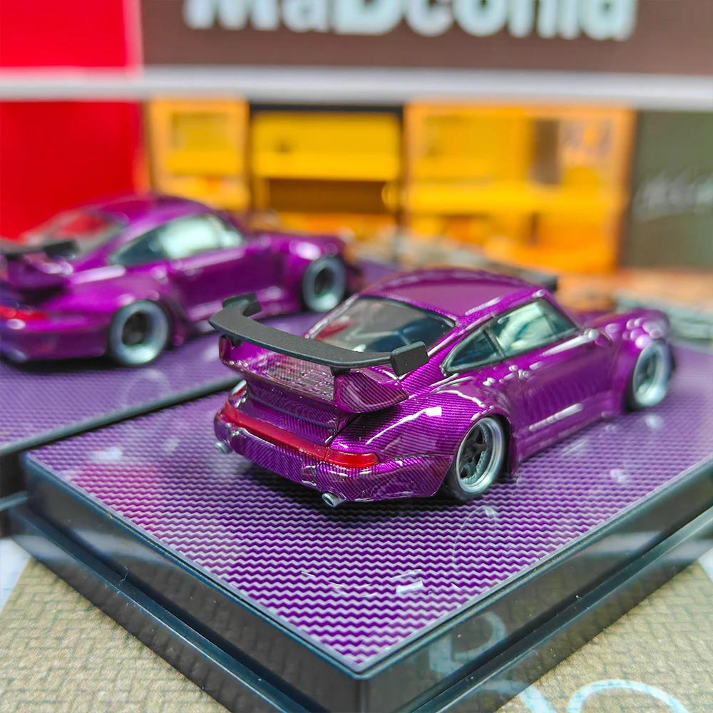 لهب 1:64 RWB 993 964 نموذج سيارة مصنوع من خليط معدني عريض الجسم باللون الأرجواني