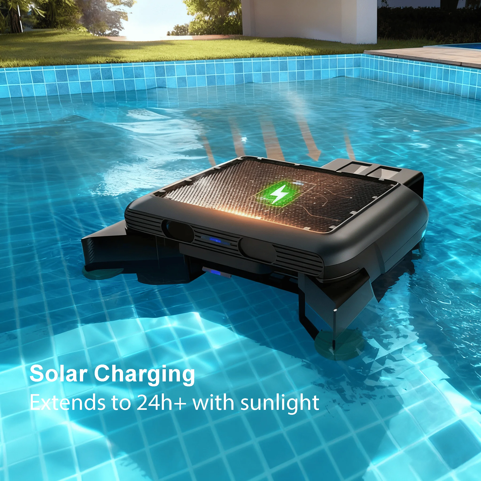 Professional Portable Solar-Powered Automatic Pool Vacuum Cleaner Robot Auto-Docking Design Ground Pool Skimmer Pool Cleaning