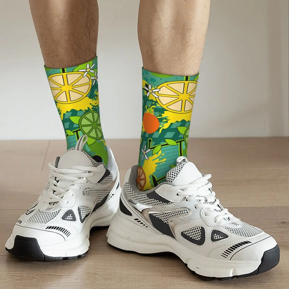 Citrus Pop Bikes Art Crazy Men's Socks Mountains Trails Downhill MTB Unisex Printed Funny Novelty Crew Sock Boys Gift