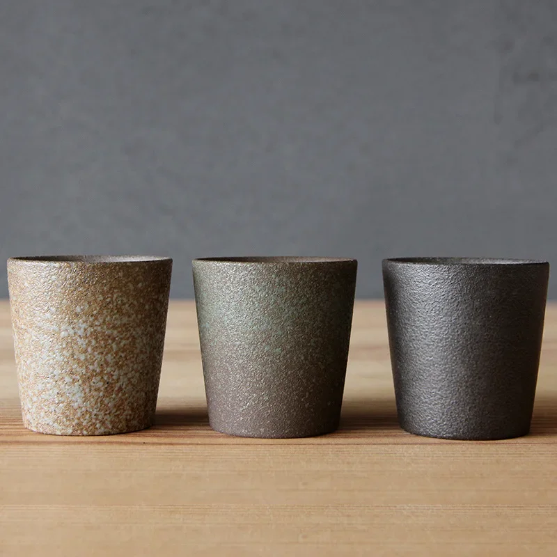 1PC Coarse Pottery Kiln Transformed Into Tea Cups Imitation Wood Fired Pottery Japanese Style Mug Tea Set Accessories