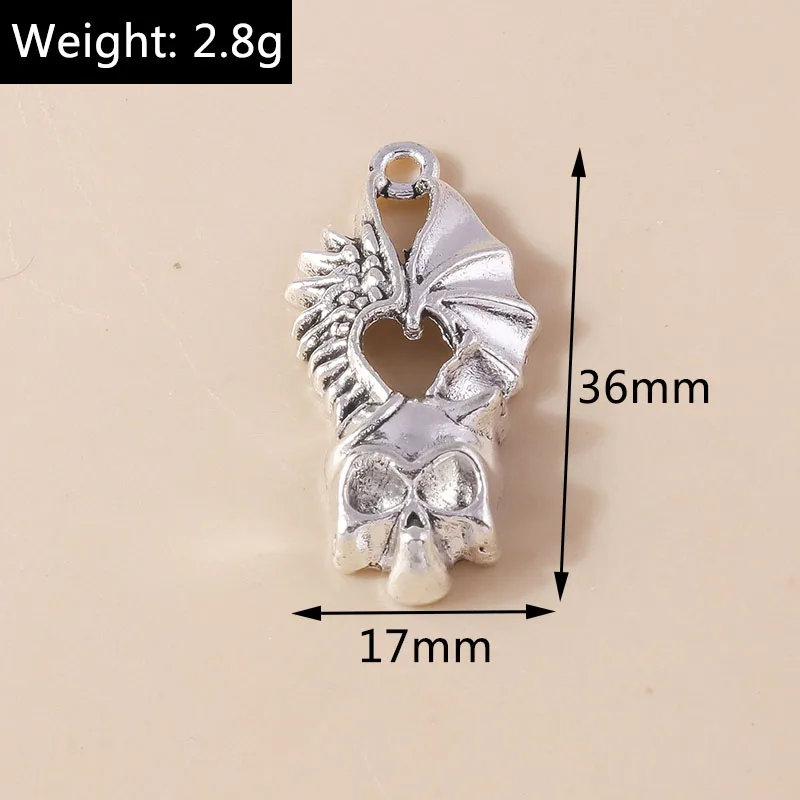 4 Stück 38*58mm Punk-Totenkopf-Kreuz-Anhänger aus Metalllegierung, Vintage-Gothic-Kreuz-Anhänger für DIY-Armbänder, Halsketten und Schmuckherstellung – Detail 16