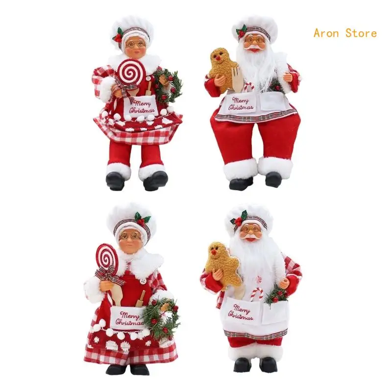 

Christmas Cook Santa Figurine Tabletop Holiday Decoration Home Decoration H3CF