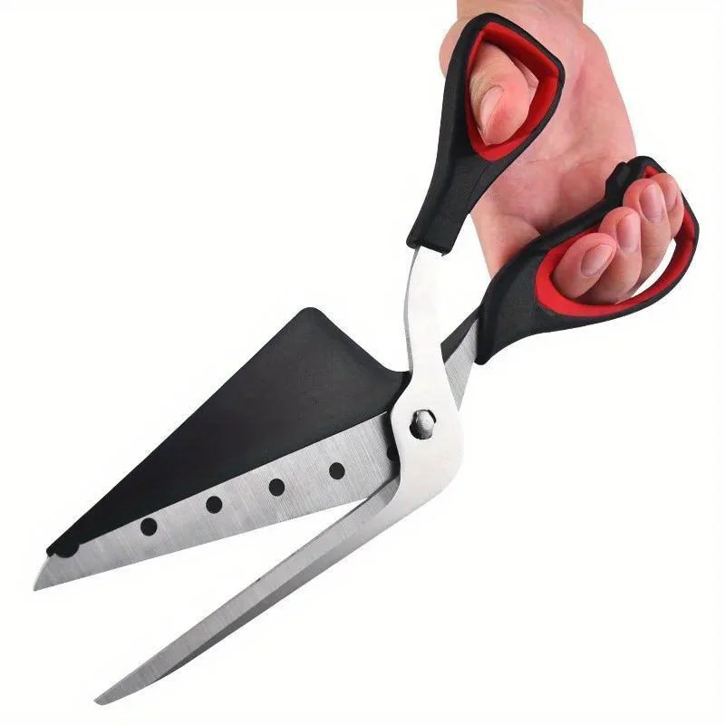 Multifunctional Pizza Scissors Stainless Steel Blade Detachable Cutting Tools Ergonomic Grip Black&Red for Restaurant Kitchen