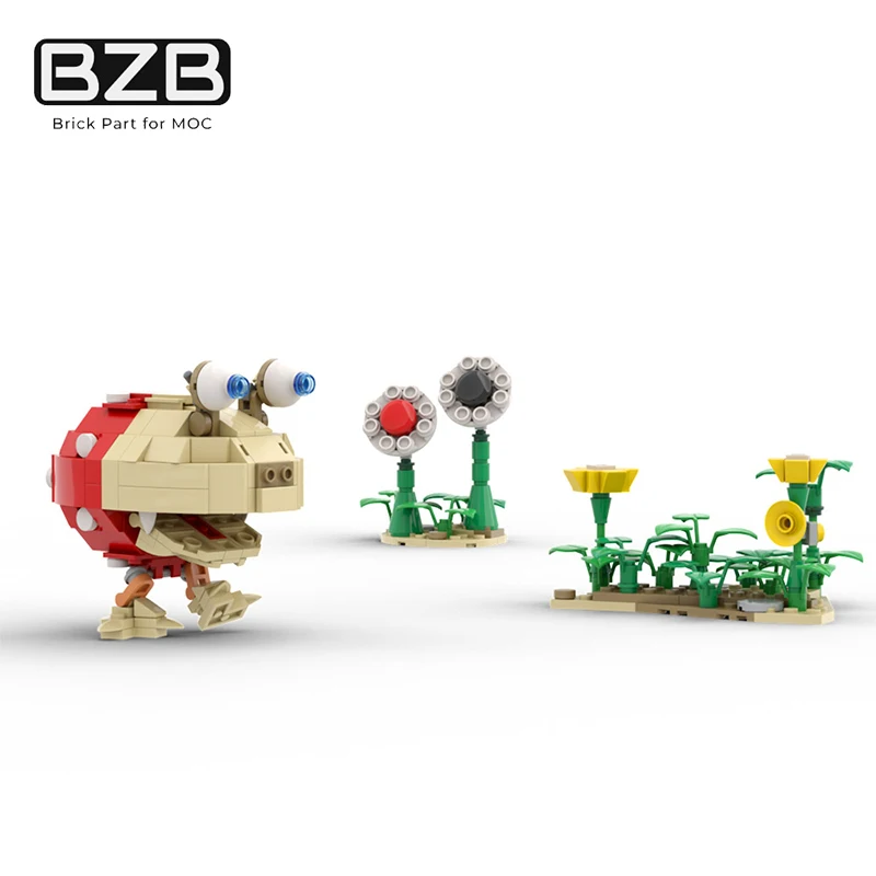 

BZB MOC Model Street Scene Pikmins Building Block Park Scenery Red Bulb Spot Bulb Brick Doll Toys Children Festival best Gifts