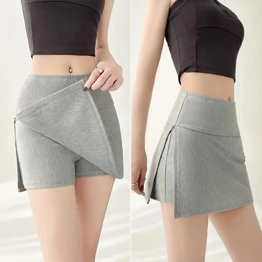 Skort رياضية مضادة للتعرض للنساء ، تنس متوسط الارتفاع للنساء ، حزام مطاط عريض ، تصميم فتحة جانبية ، خط