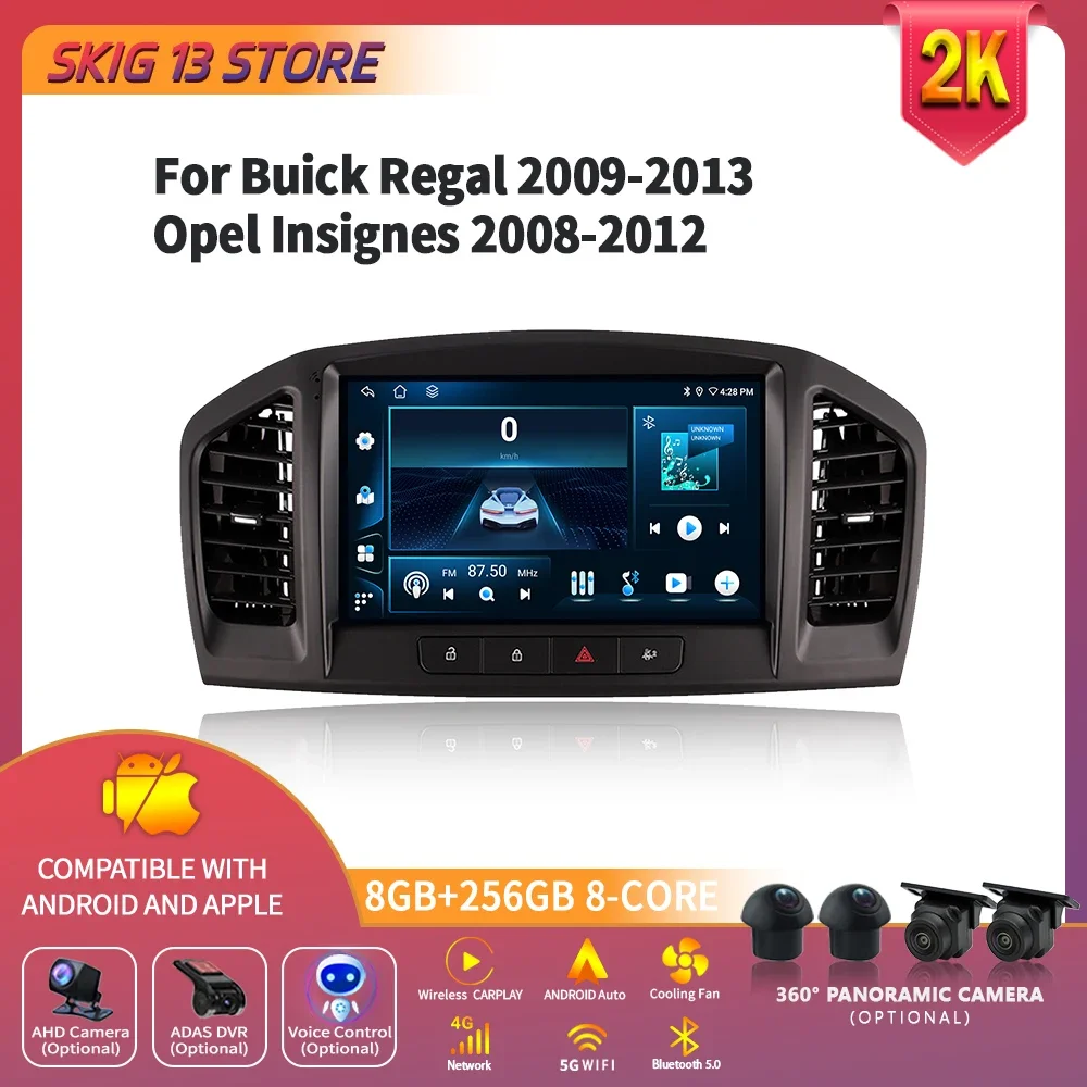 

For Buick Regal 2009-2013 Opel Insignes 2008-2012 Android 14 Car Radio 4G GPS Wireless Bluetooth Carplay Multimedia Touch Screen