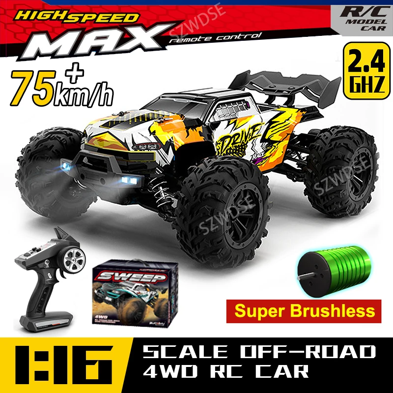 WLtoys 16101 Pro 1:16 75KM/H 4WD RC Car With LED Light 2.4G Remote Control Cars High Speed Drift Monster Truck for Children Gift