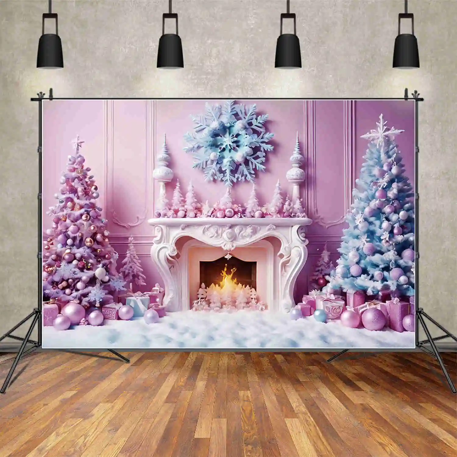 MOON.QG Children Christmas Christmas Trees Backdrop Ornamented Tree Frozen Living Room Western Background Party Photozone Props