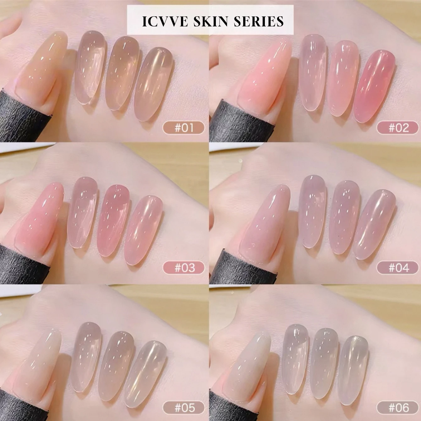 MIANEL 12ML 1-6pcs Spring Jade Face Ice Nude Skin Color Jelly Gel Nail Polish 2025 New Style Whitening Popular Ice Clear Nails