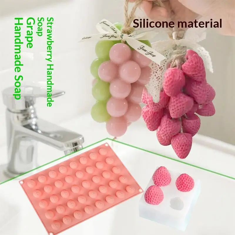 Silicone Grape Ball Molds Soft Flexible Non-Stick Mould for Handmade Soap Candle Ice Cube Art Craft Projects