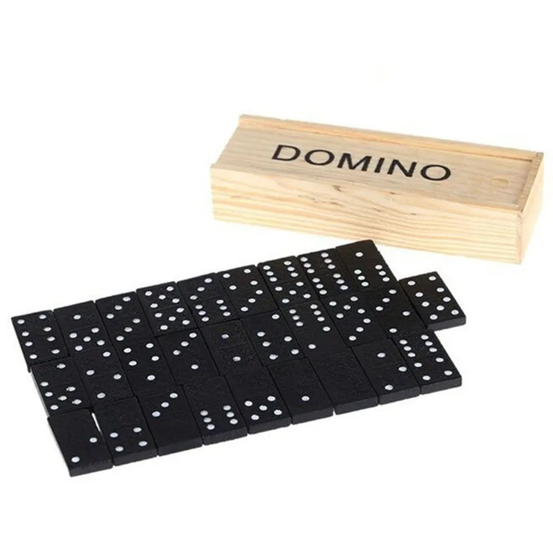 Jeu de dominos en bois 28 pièces/ensemble, jeu de société, jouets éducatifs pour enfants, jeu de voyage et de camping en plein air