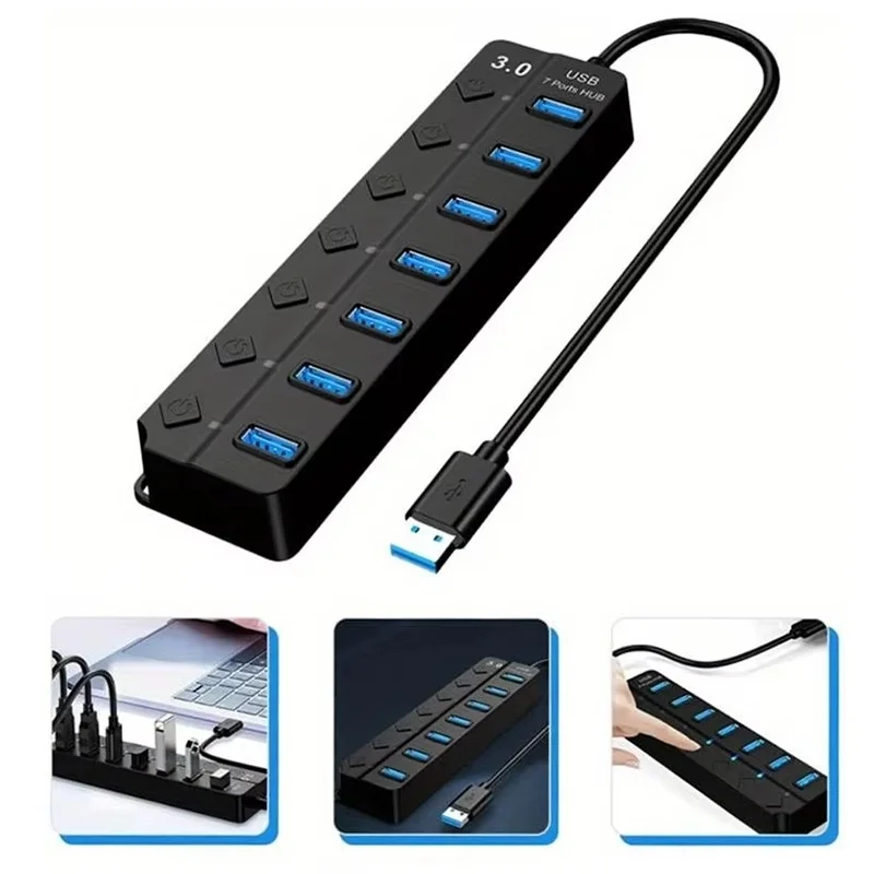 USB Hub 3.0 HUB USB 3.0 USB 2.0 Multi USB Splitter Power Adapter 4/7 Ports Multiple Expander 2.0 With Switch For PC Accessories